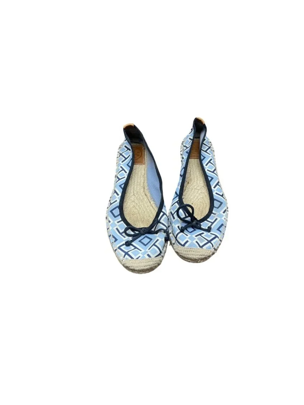 Tory Burch Blue Geometric Print Espadrille Ballet Flats Women’s SZ 7